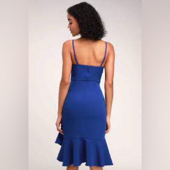 Lulu's Irresistible Ways Cobalt Blue Ruffled Midi Dress - Picture 3 of 11